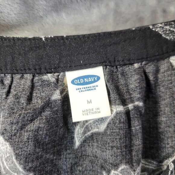 Old Navy Womens Floral V-Neck Blouse‎ Medium Black Daisy Print Casual Everyday - Picture 2 of 8